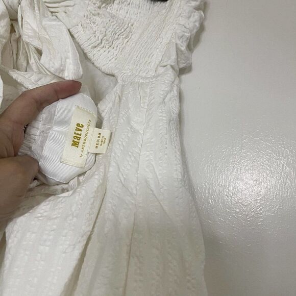 NEW! ANTHROPOLOGIE Maeve White boho high low tiered dress removable strap Medium - Picture 11 of 11